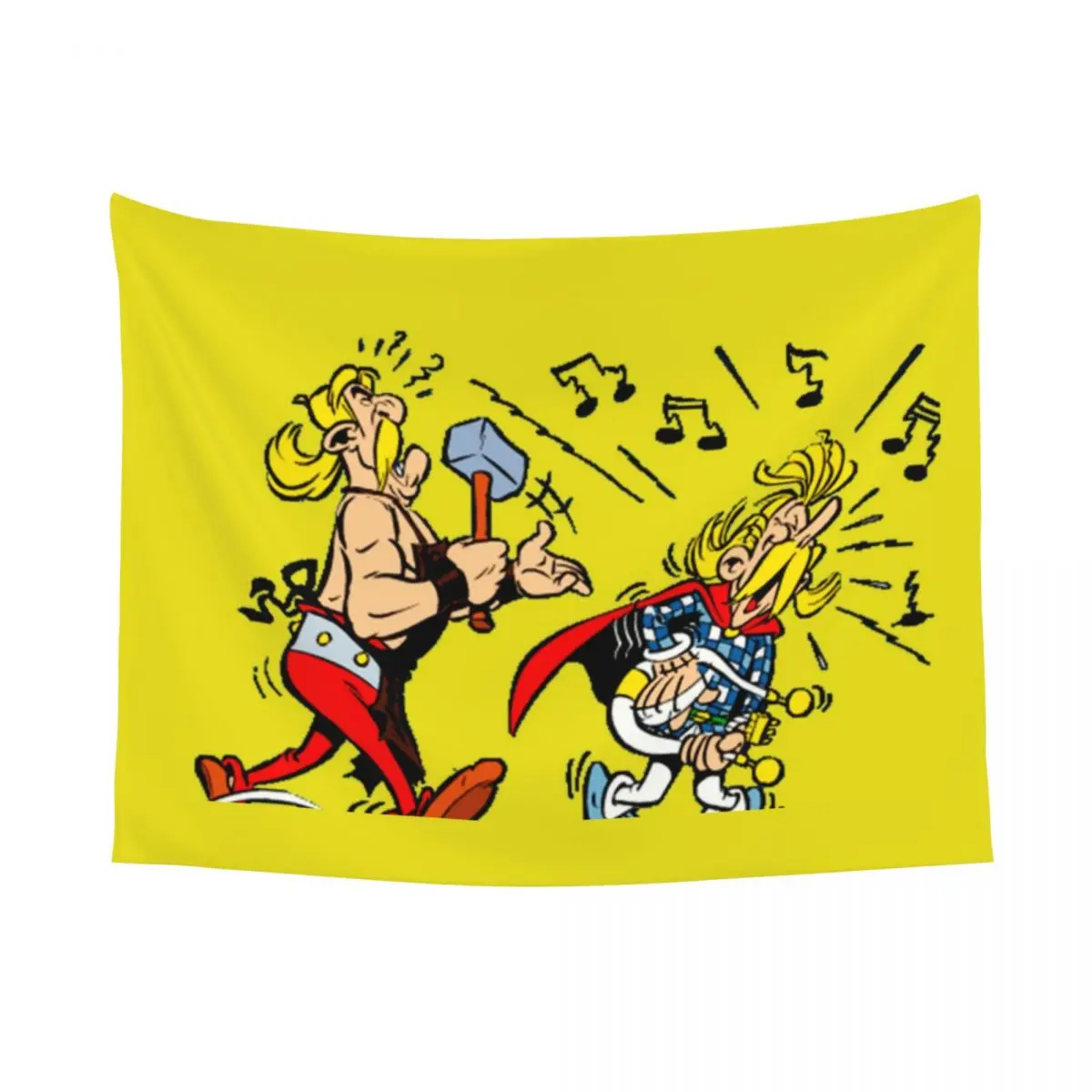 Customized Hippie Asterix And Obelix Music Tapestry Wall Hanging Home Decor Funny Manga Tapestries Bedroom Decoration