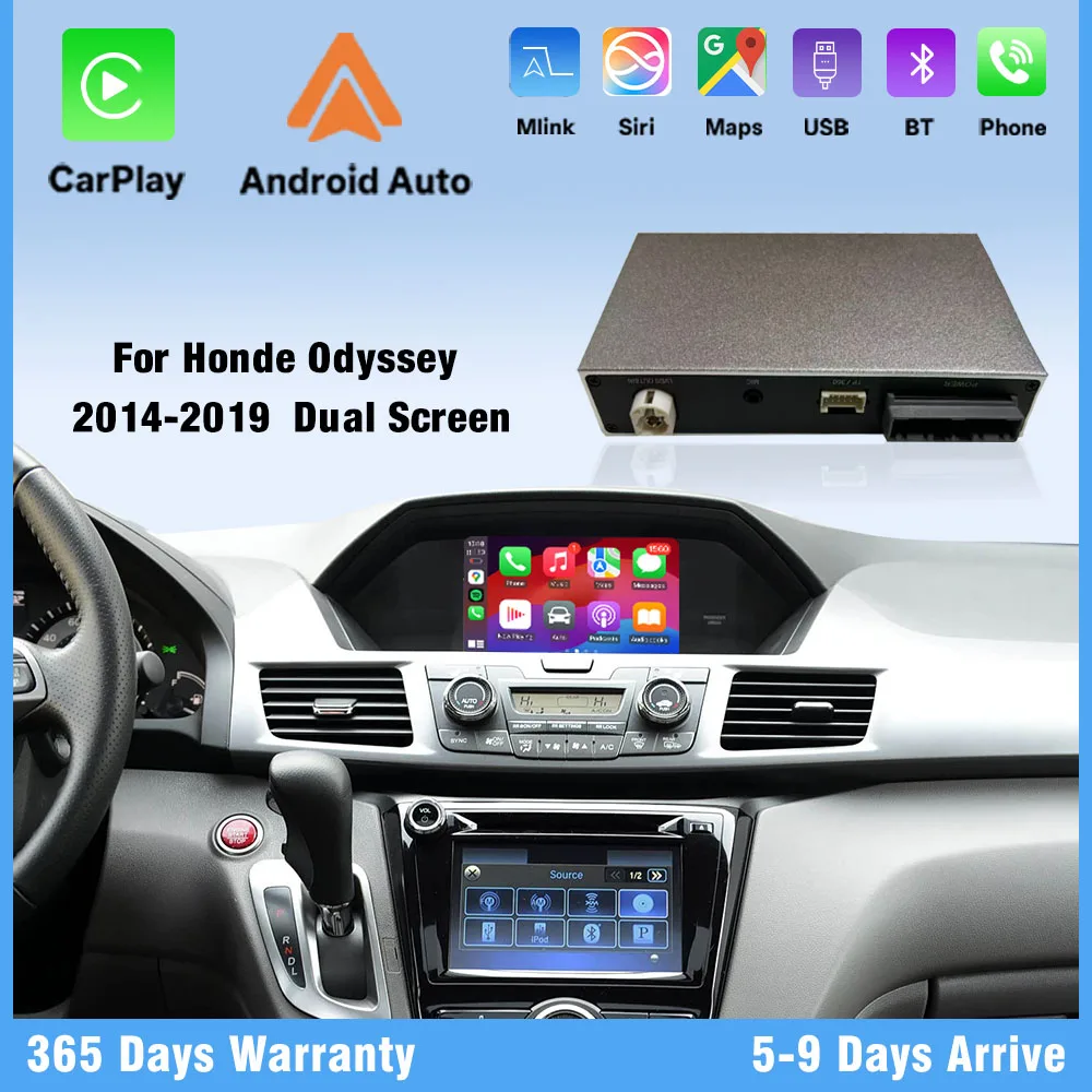 

OEM CarPlay Adapter for Honde Odyssey 2014-2019Support Wireless Android Auto Backup Camera Mirroring DSP Navi Plug Play No Delay