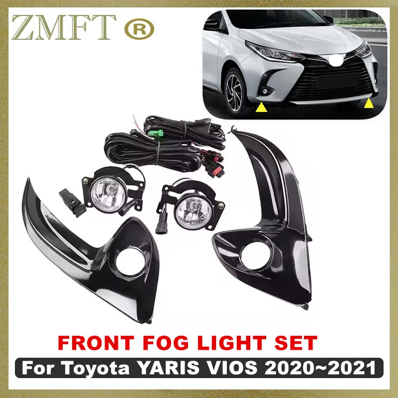 

1Set Auto Parts Clear Lens Front Fog Light Driving Lamp Kit For Toyota Vios Yaris 2020 2021 With Bulbs and Switch