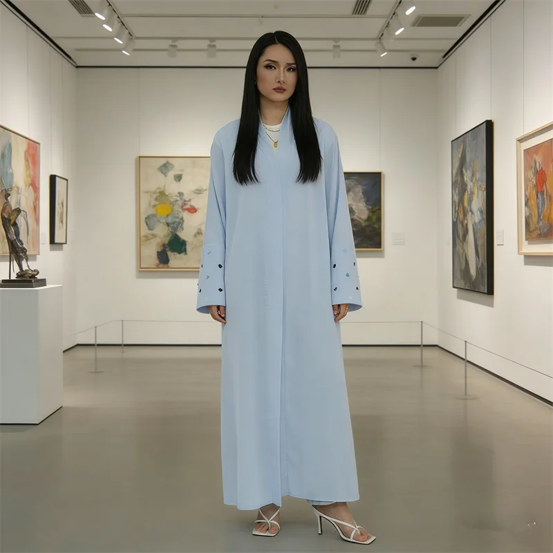 

Women Muslim Embroidery Maxi Dress Dubai Open Abaya Turkey Kaftan Ramadan Eid kebaya Caftan Marocain Femme Robe Islam Jalabiya