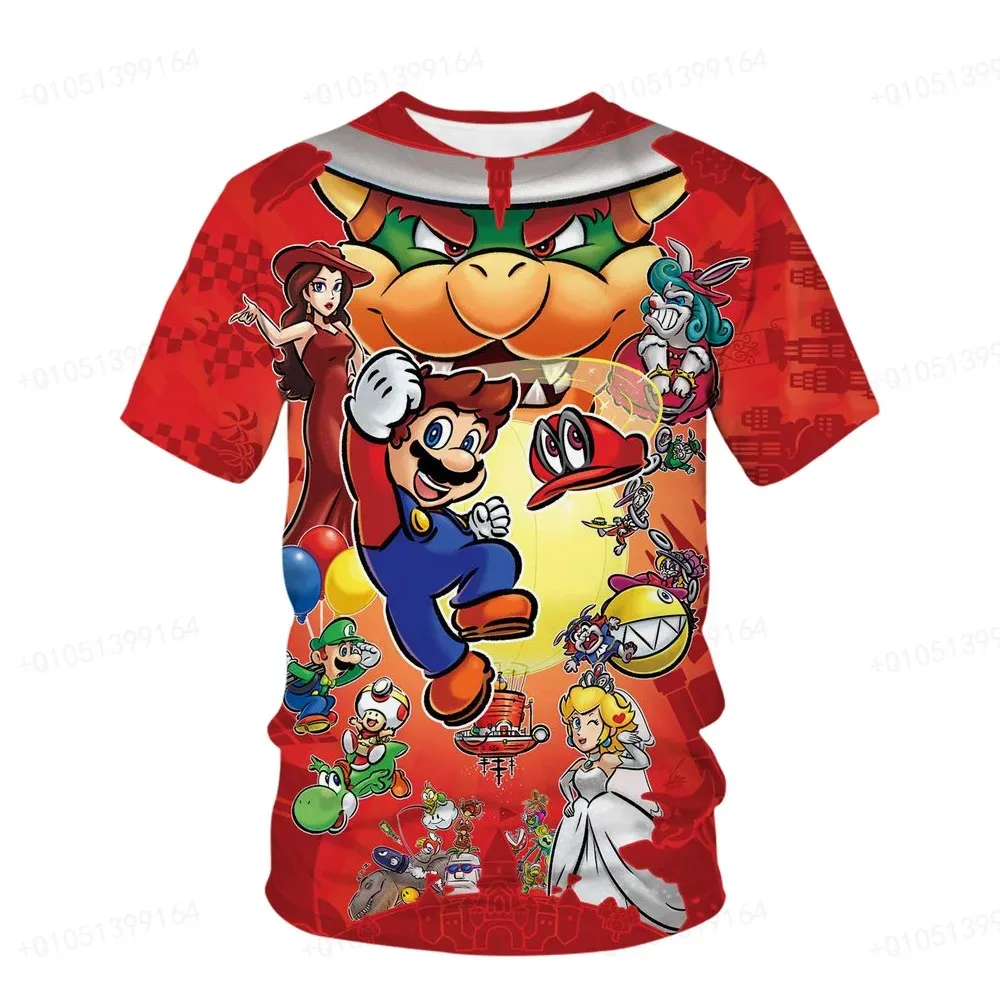 

2025 New Anime Super Mario T Shirt Summer Fashion Casual T-shirt Boy Girl Unisex Children's Clothing Tshirt ventilate Tops