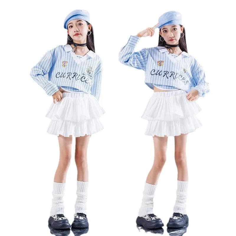 Hip Hop Girls K-pop Fashion Crop Top Street Dance Cargo Pants Tiered Skirts Streetwear  Jazz Clothes Sets Costumes