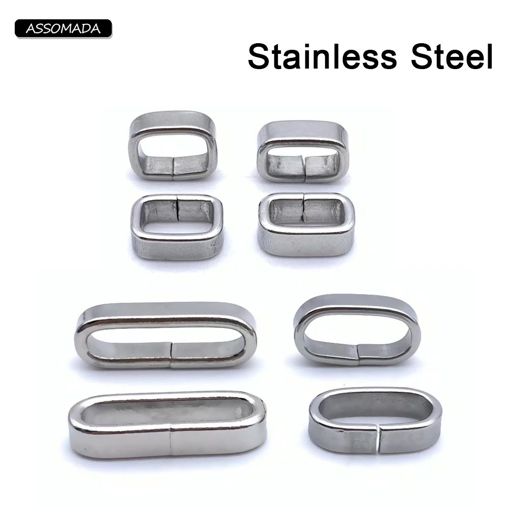 10pcs Stainless Steel Ring For Leather Bracelet Ornament Connect Lace Buckle Bracelet Clasp DIY Jewelry Making Accessories