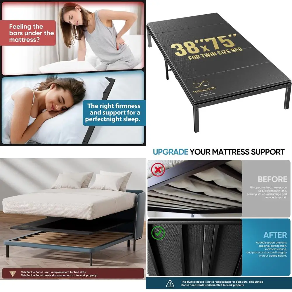

Twin Size 38x75 Heavy-Duty Wood Bunkie Boards - Reinforced Mattress Support for Sleeper Sofas, Metal Frames & Pull-Out Couches