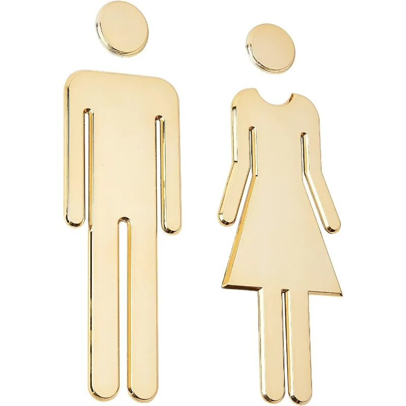 Restroom Identification Signs Men Women Brushed Bathroom Sign Door Signage Decor Plastic Figure Set Self Adhesive Back