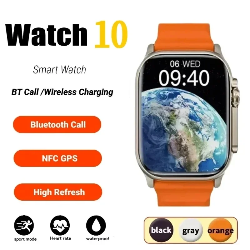 

Новые умные часы Watch 10 Ultra для мужчин и женщин, 49 мм, NFC, GPS-трекинг, Bluetooth-звонки, Bluetooth-музыка, игры, беспроводная зарядка