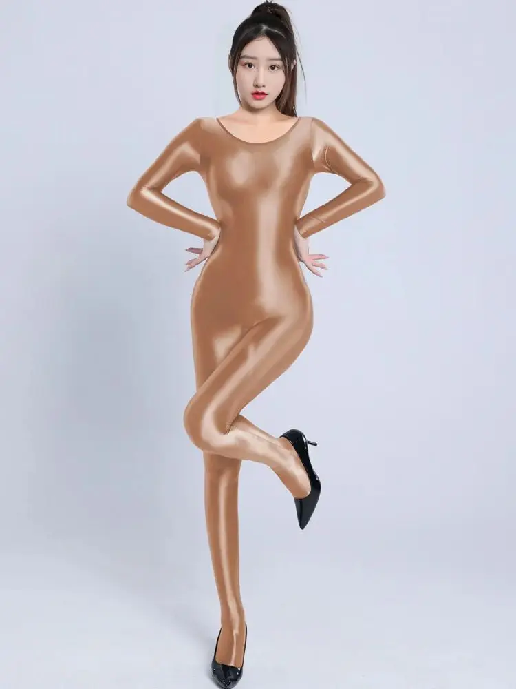 M XL Unisex Bust Seamless Glossy Shiny Bodystocking Catsuit Tights Hot Sexy Leotard Conjoined Jumpsuit Unitard Bodsuit One Piece