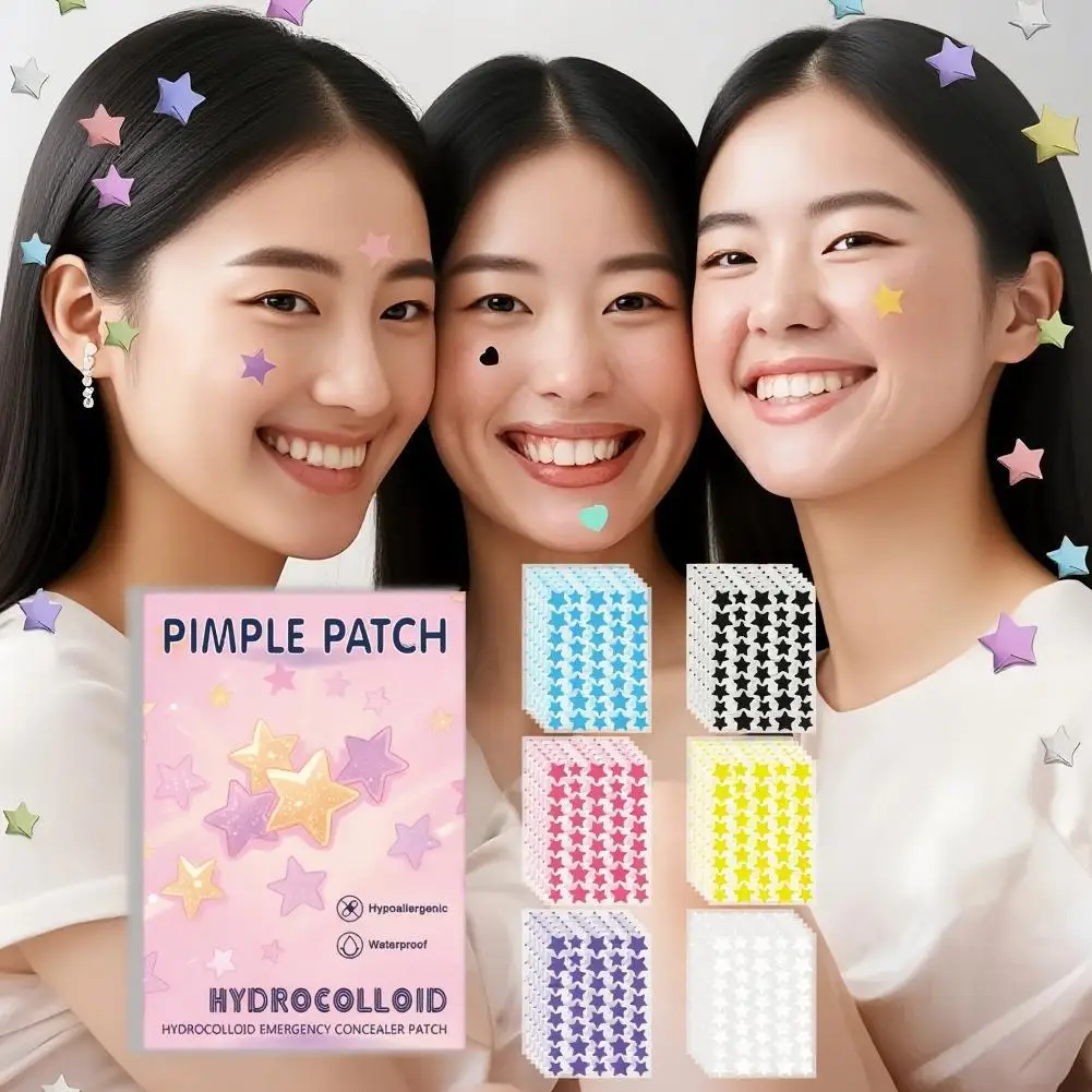 Assorted Sizes Colorful Stars Hydrocolloid Pimple Patches For Covering Zits Blemishes Spots, Acne Patches Stickers 1400 Counts