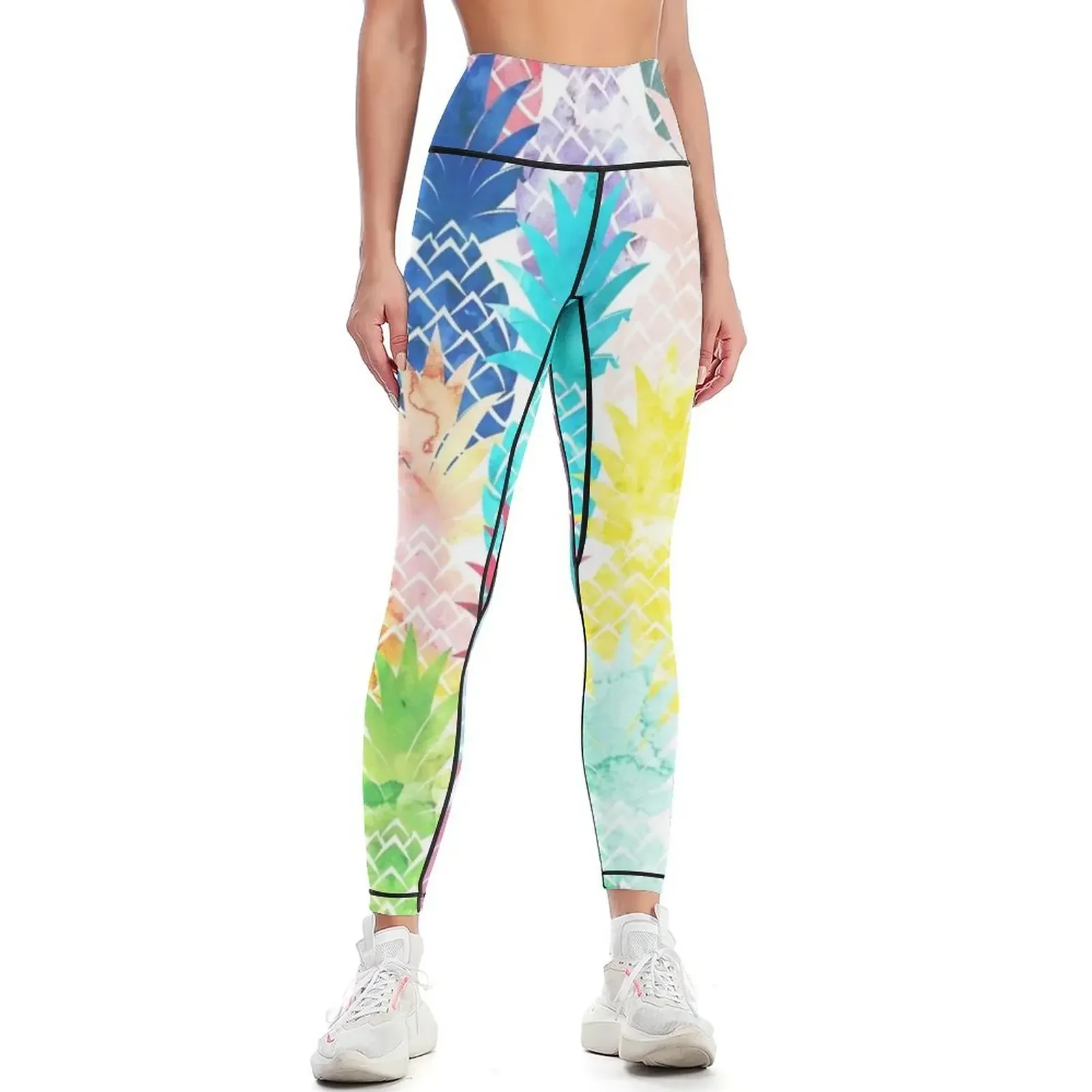 

Hawaiian Pineapple Pattern Tropical Watercolor Leggings Women's pants harem pants active wear Jogger pants Womens Leggings
