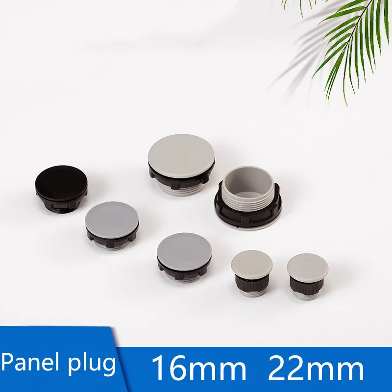 Plastic 22mm Hole Plug 16mm ABS Button Hole Black Gray Plugs Dustproof waterproof Plug 16mm Distribution Cabinet Hole Blocking