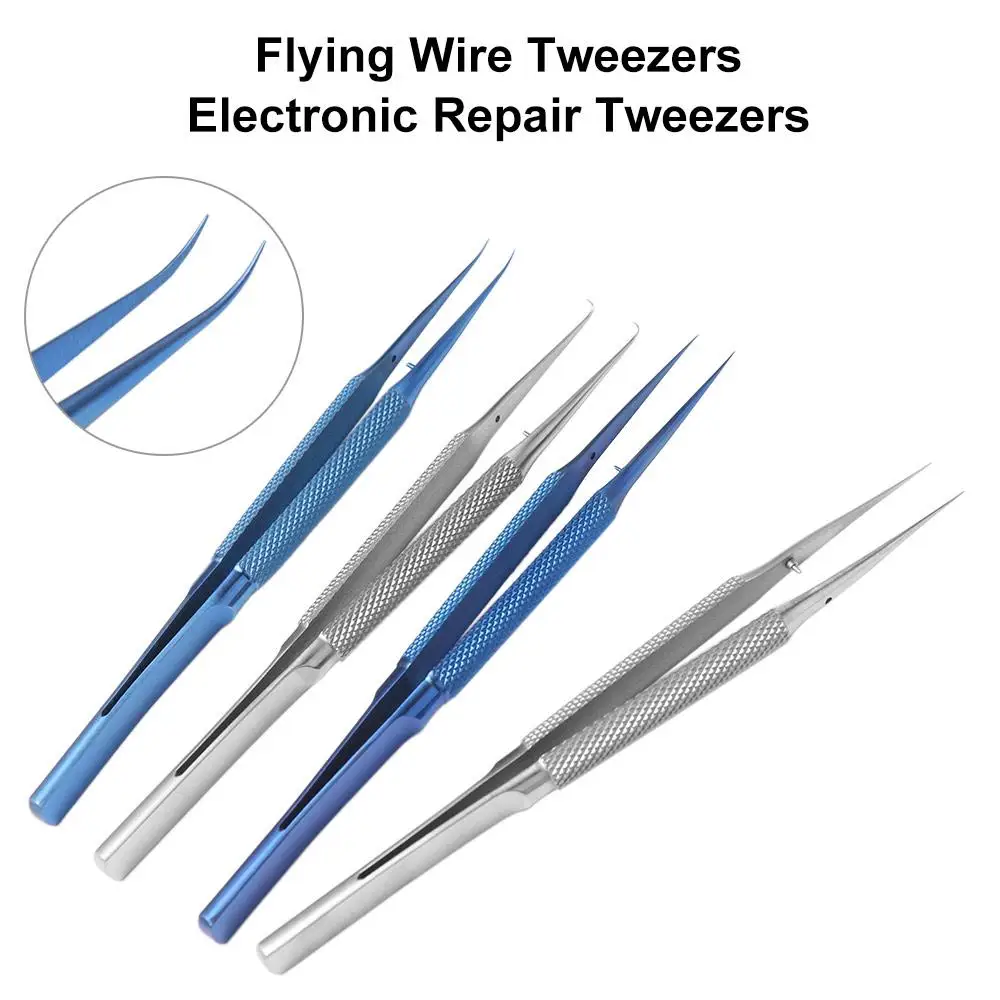 Curved/Straight Tip Titanium Alloy Tweezers Precision 140mm Precision Tweezers Wear-resistant Non-slip