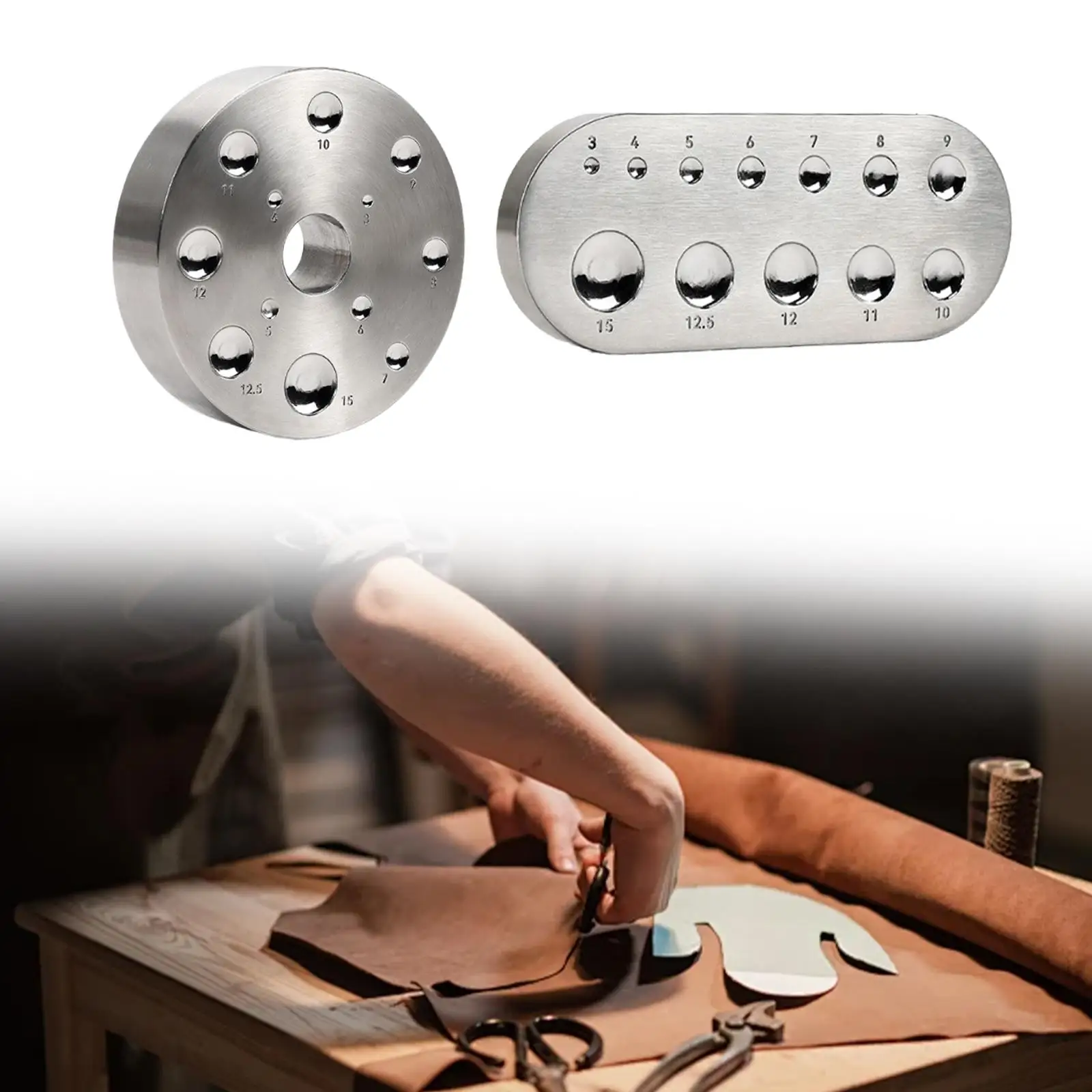 

Dapping Doming Block Leather Rivet Setter Base for Jewel Clasp Sewing Button