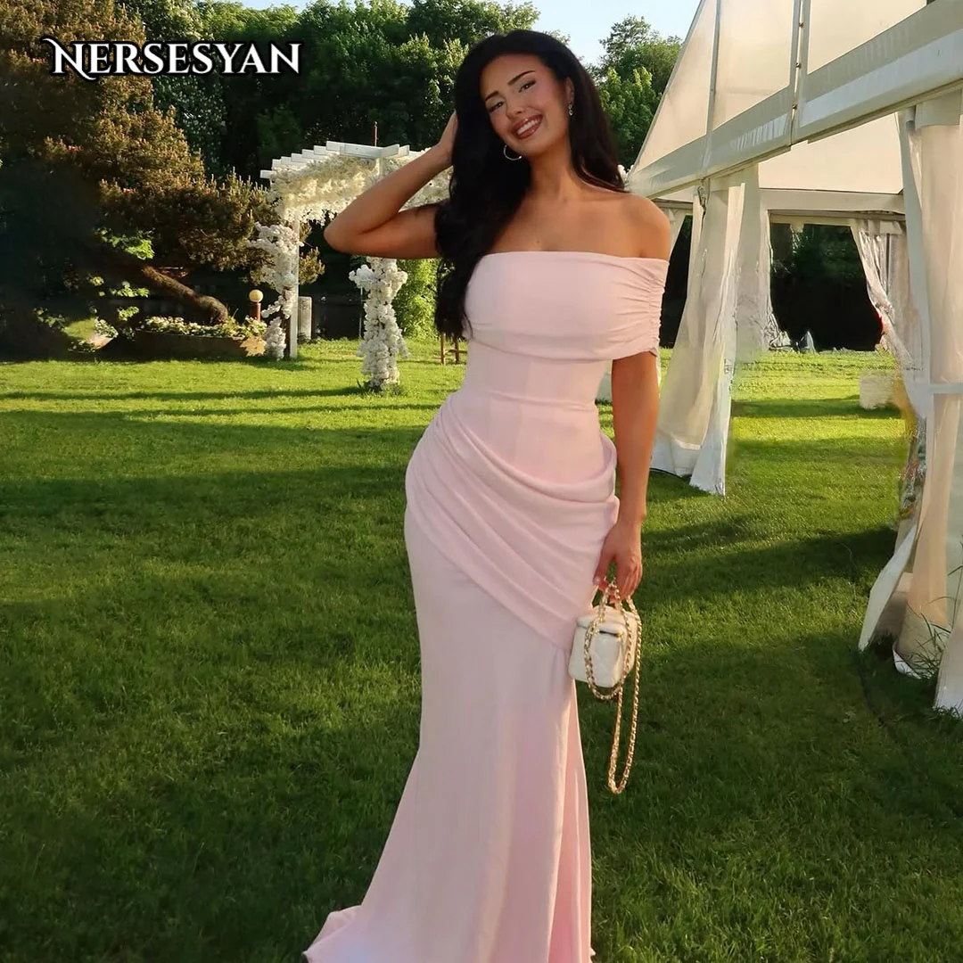 Nersesyan Luxury Blush Pink Mermaid Evening Dresses One Shoulder Satin Formal Dress Draped Women Party Gowns 2026 Customized