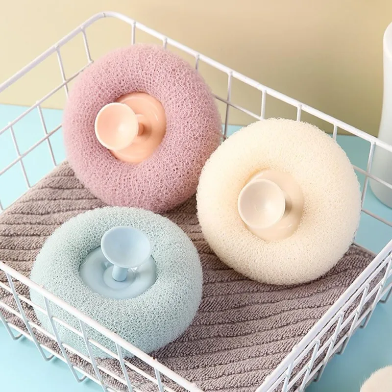 Round Soft Mesh Handheld Bath Sponge Balls Cleaning Brush Shower Body Cleaner Exfoliat Scrubbers Bath Ball Bathroom Accessories