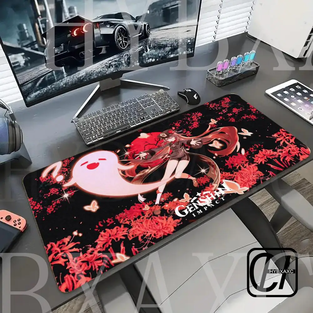 

2026 New Wallpaper Genshin Impact Mousepad Cute Kawaii Hu Tao Anime Mouse Pad Large HYBXAXC Mousepad Pc Desk Gamer Keyboard Pads