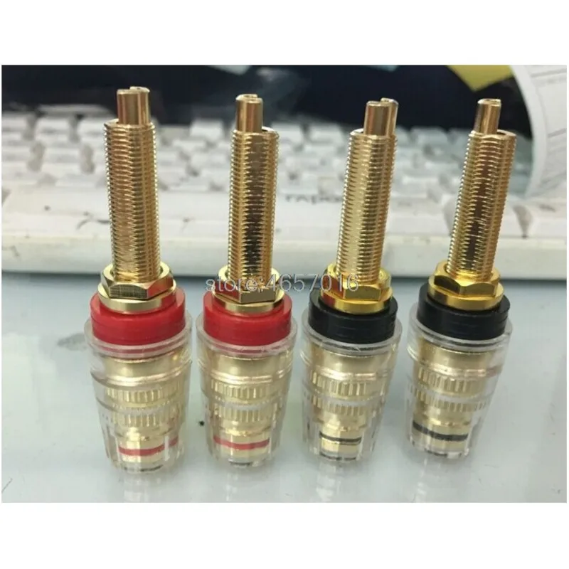 4pcs Black & Red Thread Gold Plated Audio Speaker Binding Post Banana Plug Terminals