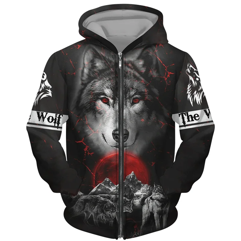 Cool 3D Wolf Printed Zipper Hoodies Fashion Men/Women Streetwear Hooded Jacket Coat Unisex Casual Hip Hop Pullover Sweatshirts