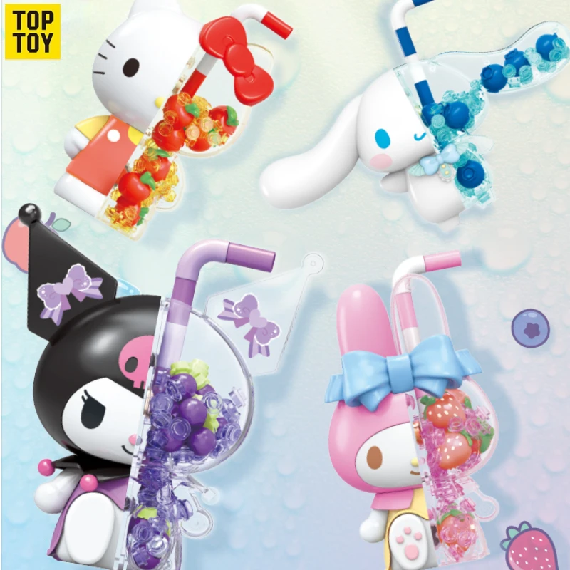 TOPTOY Sanrio big doll building blocks Hello Kitty Kuromi doll bubble soda educational toy desktop ornaments for girls gifts