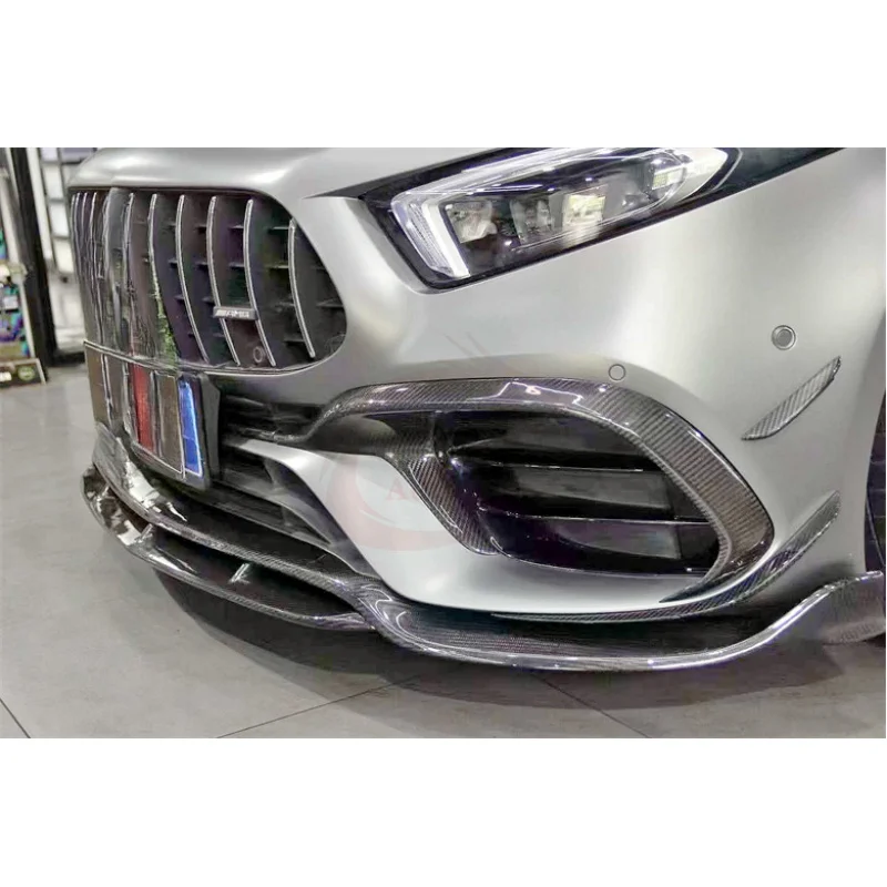 

For Mercedes-Benz A-Class A45 A45S AMG W177 2020-2022 TAKD Style Dry Carbon Fiber Front Bumper Lip