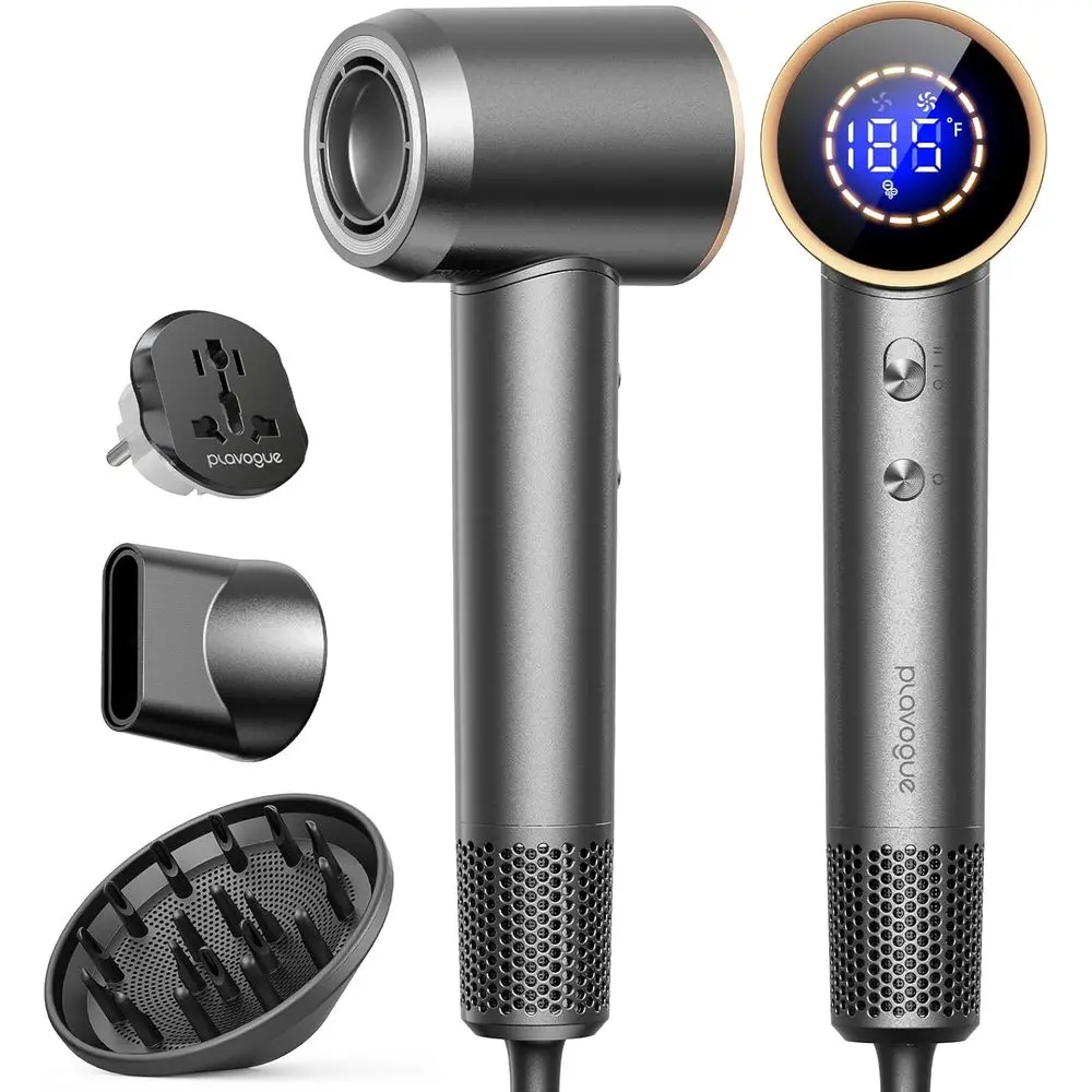 

Dual Voltage Travel Hair Dryer with Diffuser, Ionic for Quick Drying, Low Noise, Lightweight, No Heat Damage, Suitable for Women