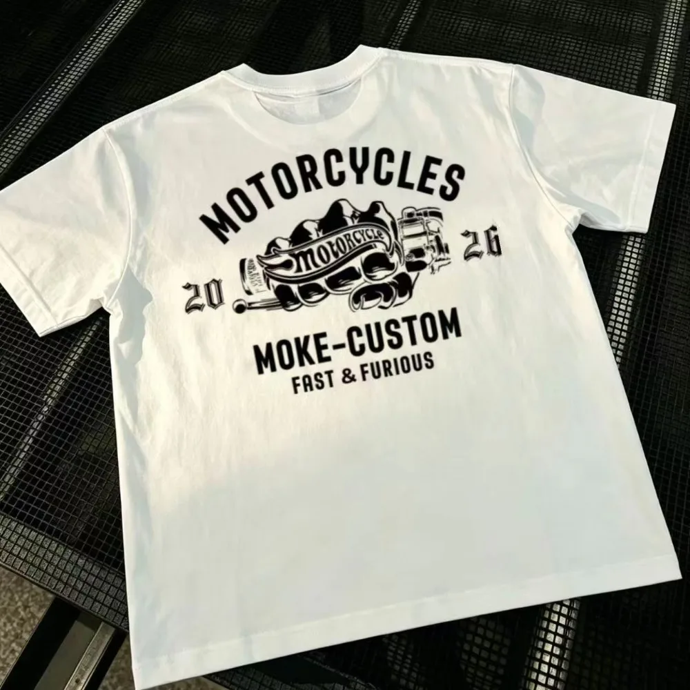 2026 New Vintage American Biker Men Women Short Sleeve T Shirt, Custom Motorcycles Graphic Crew Neck Casual Tops