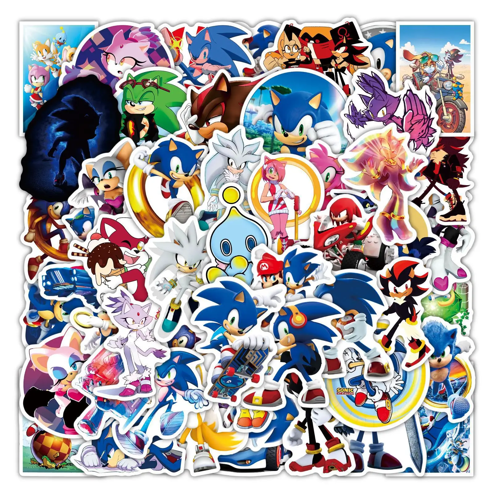 50/100Pcs Cartoon Sonic Stickers Hedgehog Anime Stickers Toys Kawaii Phone Case Laptop Luggage Graffiti Decoration Sticker Pack