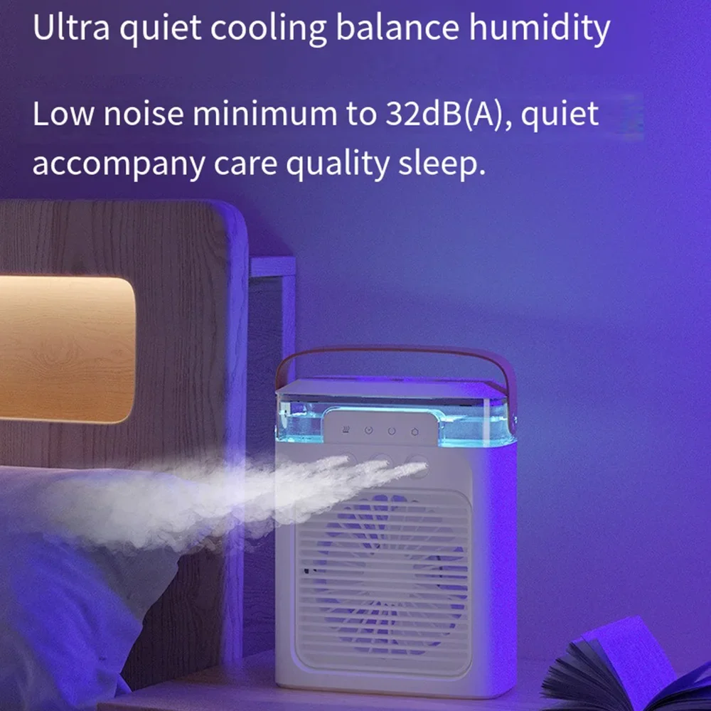 Draagbare Luchtkoeler Ventilador USB Oplaadbare Watermist Verstelbare Verlichting é Geschikt para Thuiskantoren