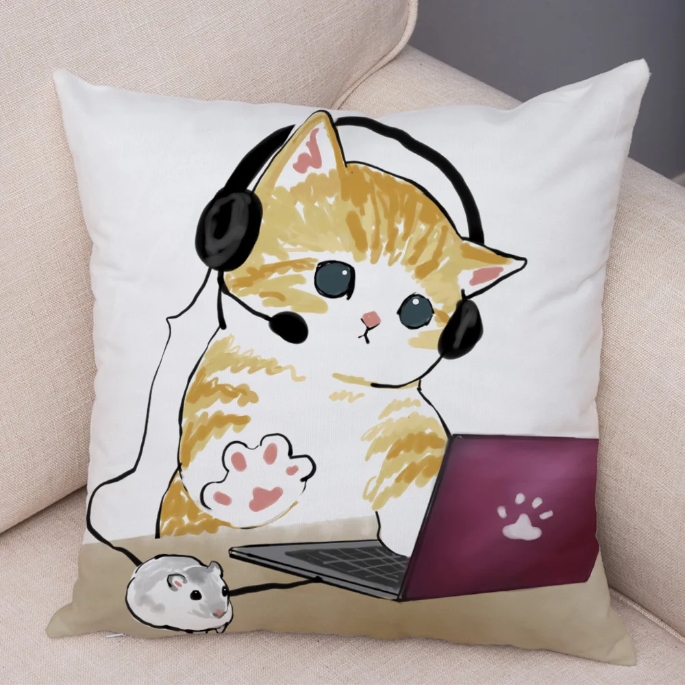 Cute and funny cat hamster pillowcase decorative cute cartoon animal home sofa bed  pillow case