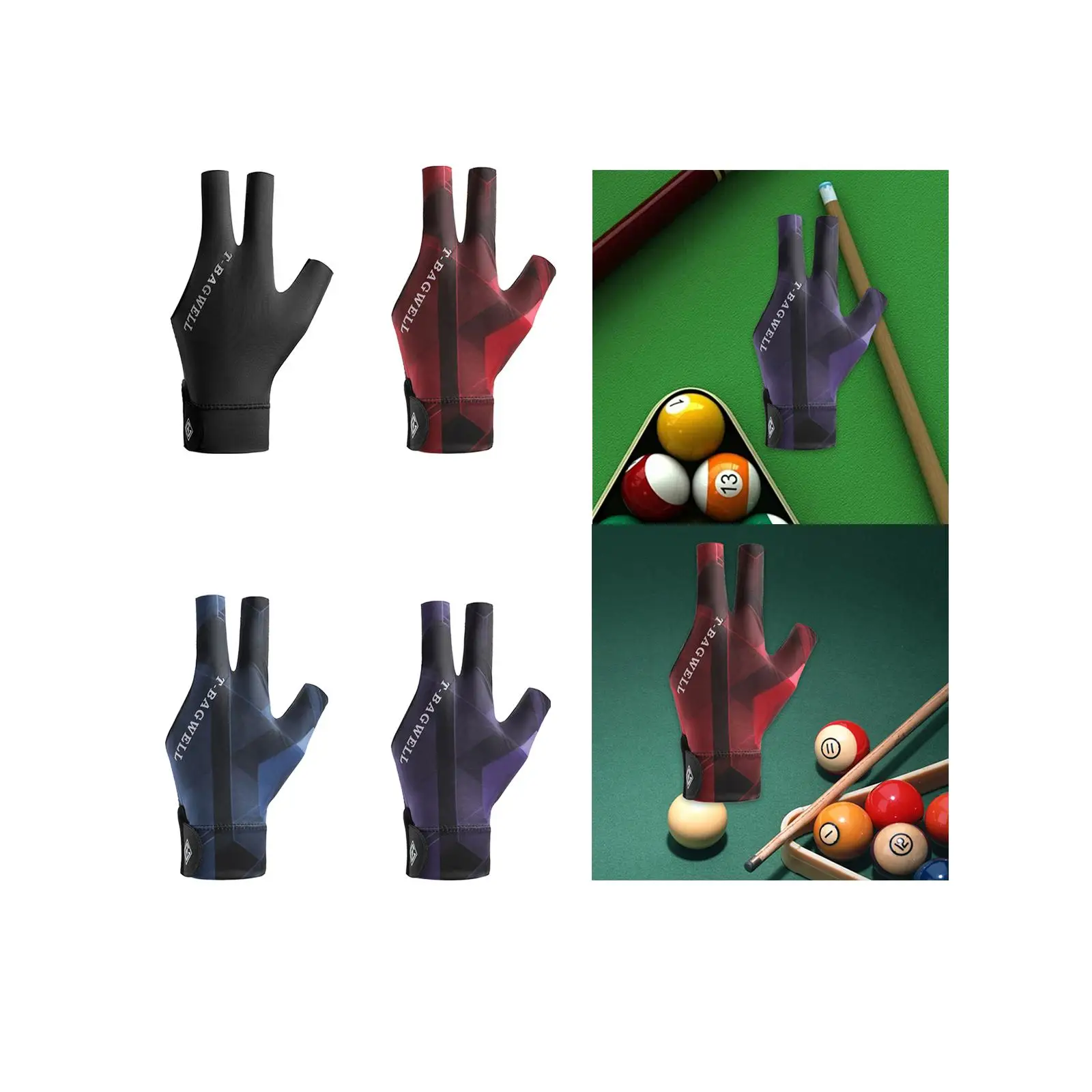 Left Hand Three Fingers Billiard Glove Breathable Professional High Elastic Anti