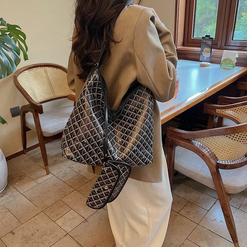 New Fashion Diamond Grid Tote Bags for 2024 Women Luxury Designer Brand Handbag Purses Large Capacity PU Leather Shoulder Bag