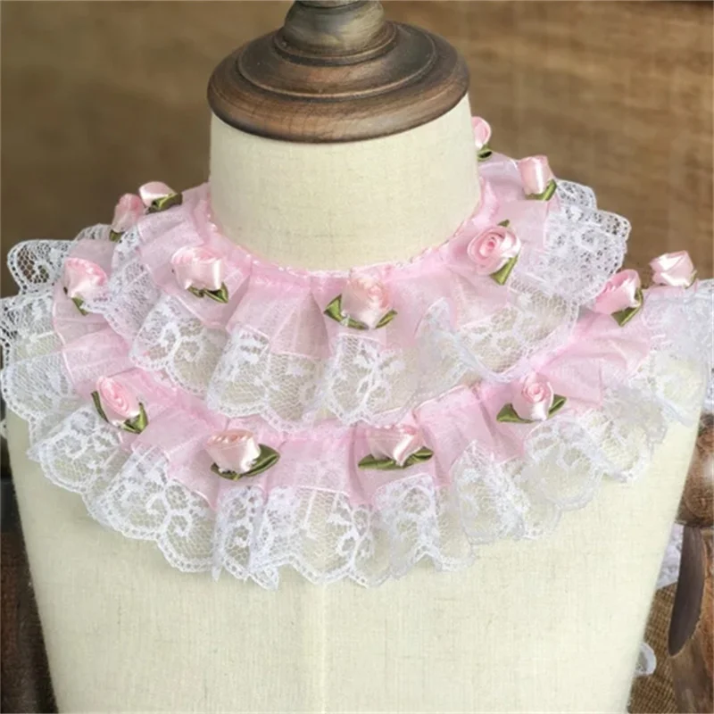 1 Yard 3d Piccoli Fiori di Tulle Pieghettato Elastico Tessuto di Pizzo Principessa Vestiti per le Bambole Gonne Collari Vestito Le Donne Dubai Decor