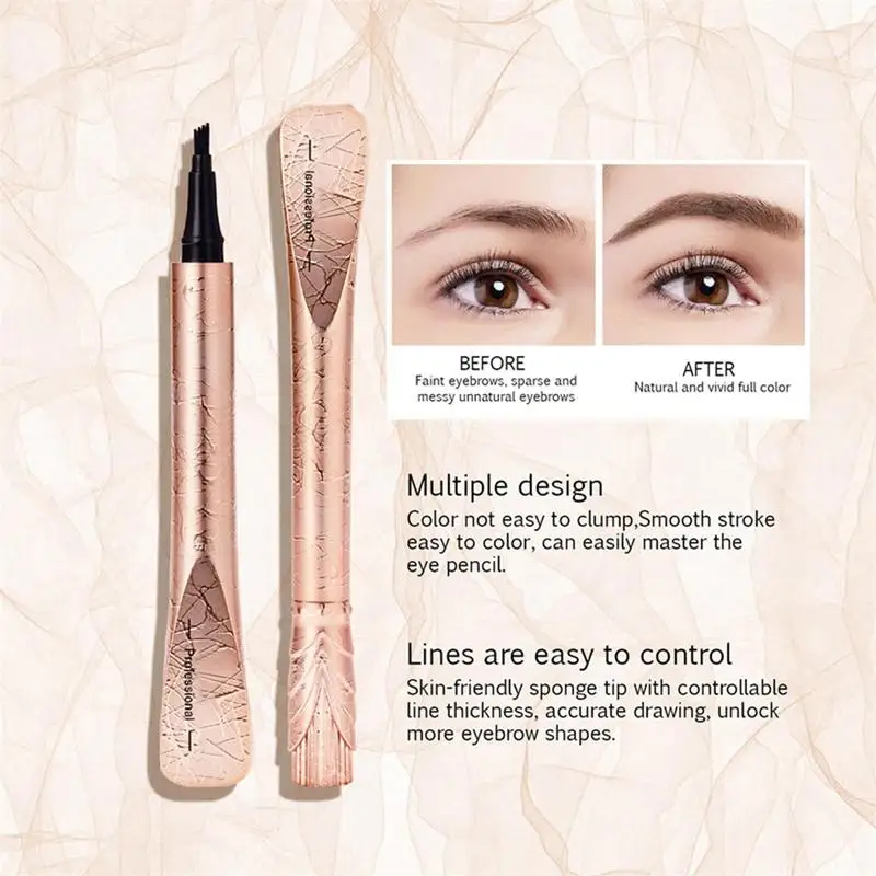 4D Microblading Eyebrow Pen Waterproof 4 Tip Eyebrow Pen Black Liquid Pen 4-punktowy ołówek do brwi Długotrwały długopis do brwi