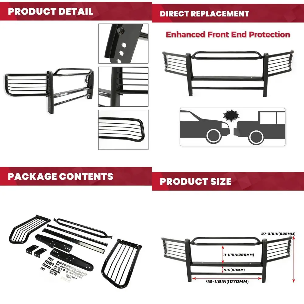 

Brush Guard Compatible with 1999-2007 Ford F250 F350 F450 F550 Super Duty 2000-2006 Ford Excursion Bull Bar Front Bumper Grill G
