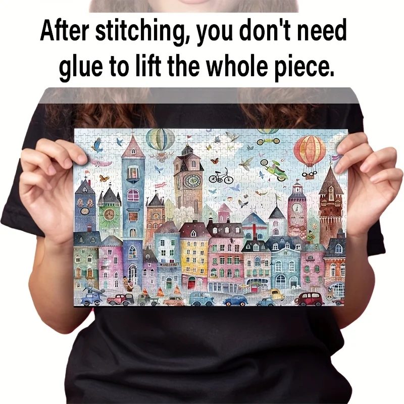 Puzzle per Adulti con Scena di Città Fiabesca Colorata e Fantasiosa, Gioco Intellettuale, Decorazione per Casa e Tempo Libero