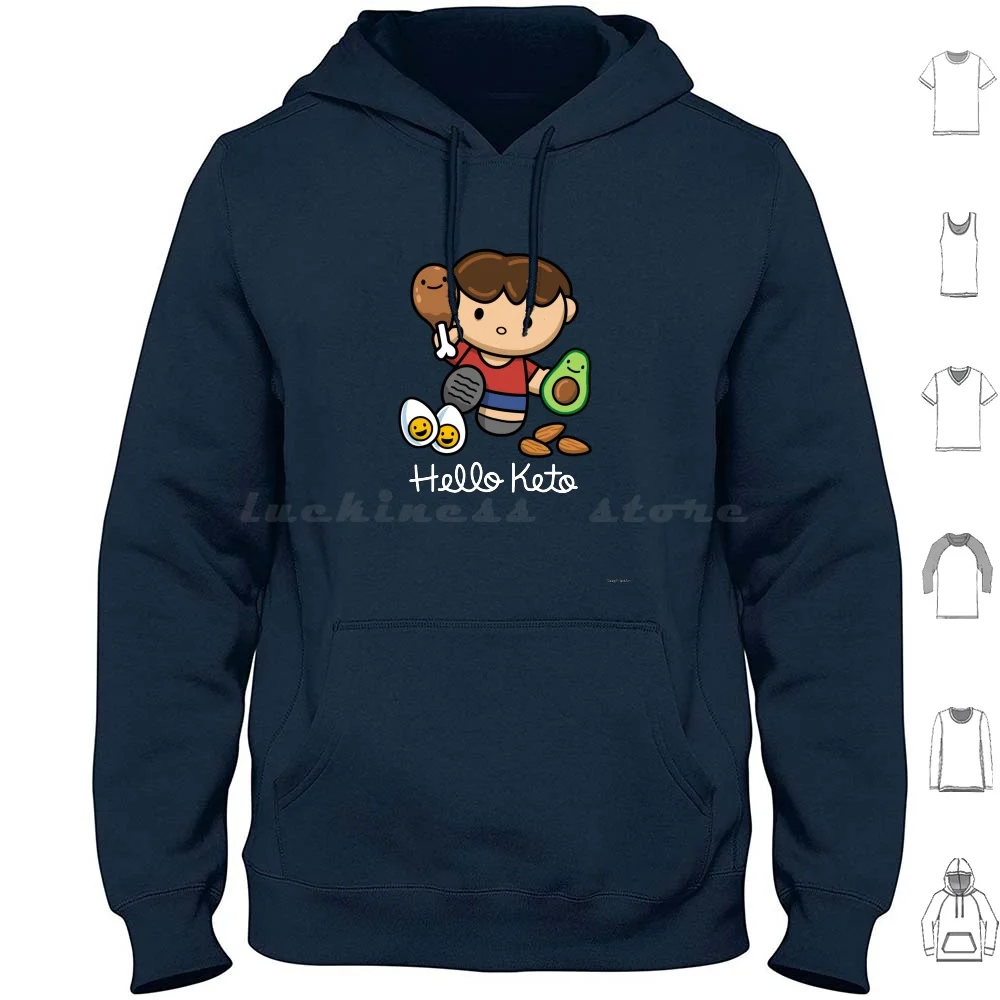 Hello Keto Hoodie Cotton Long Sleeve Keto Diet Nutrition Food Ketogenic Low Carb Low Carb Diet Lchf Diet Workout Gym Diet And