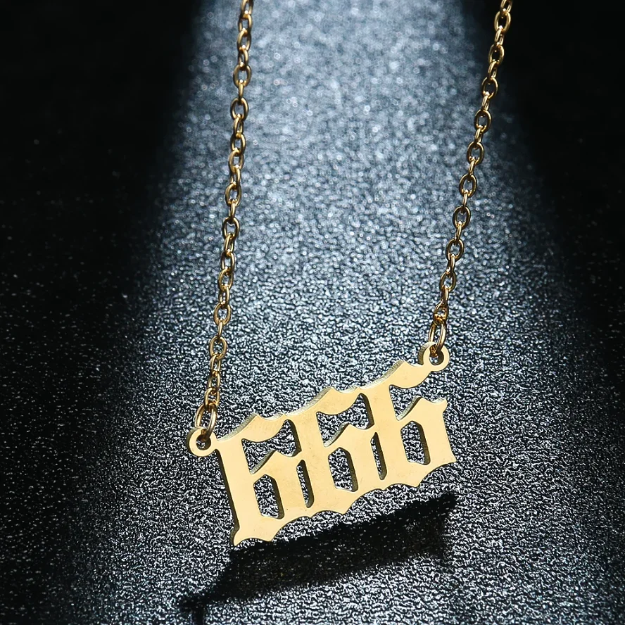 Evil Number 666 Bible Demon Symbol Pendant Stainless Steel Chains Charms Necklace Falling Angels Devil Satanic Jewelry Necklace view 2