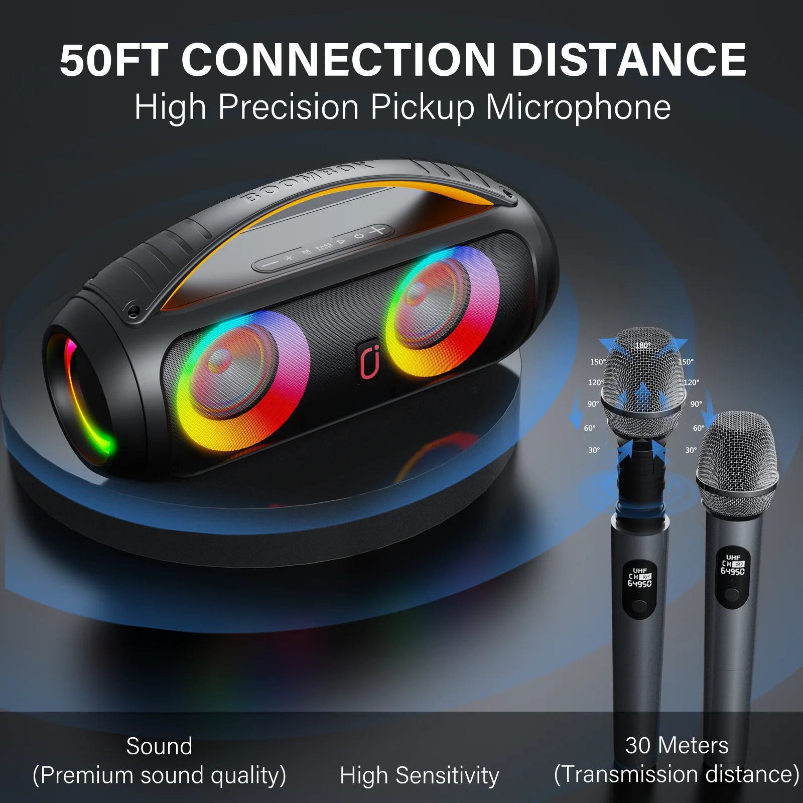 

D16 Portable Bluetooth Wireless Speaker, Loud Boombox Speaker with Subwoofer, Powerful Deep Bass Stereo Sound, IP65 Waterproof