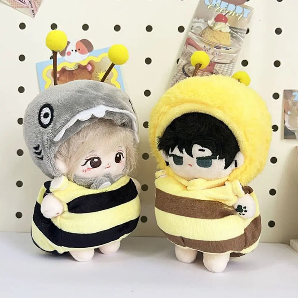 Shark and Bee 10cm Cotton Doll Clothes Cartoon Jumpsuit 10cm Idol Doll Outfit Multicolor Two Piece Suit Doll Changing Dressing