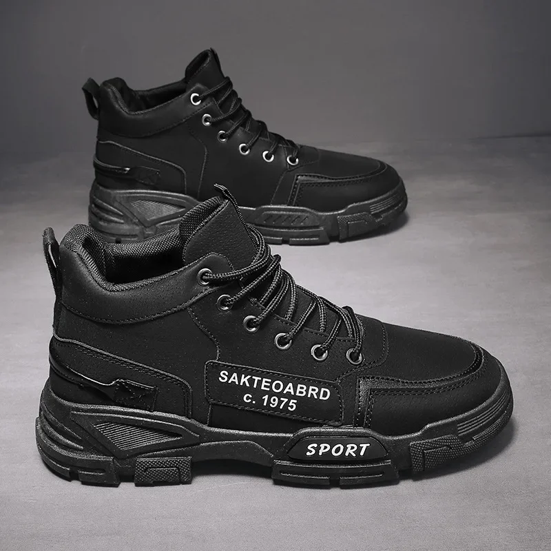 

Autumn New Men's Mid Top Casual Shoes Fashion Outdoor Short Boots Elevated Work Clothes Men's Snow Boots