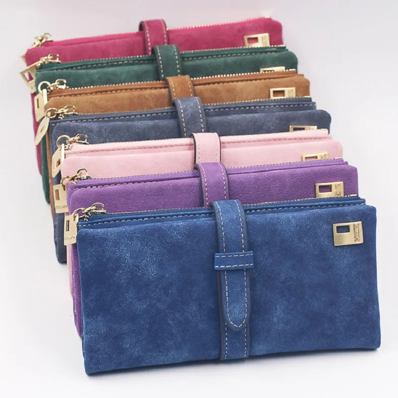 Yogodlns Luxury  Nubuck Leather Women Wallet Fashion Long Purse Multi-layer Folded Handbag Shopping Card Holder Coin Bag Casual