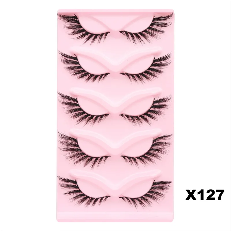 NEW 2024 Hot Selling Eyelashes Faux Lashes Short Fluffy Half False Eyelash Makeup Tools Natural Volume Cat Eye Lashes