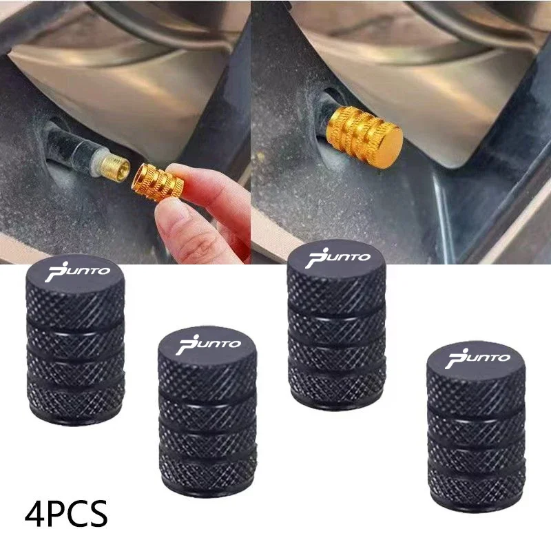 Car Wheel Tire Valve Caps Tyre Stem Covers Airdust Waterproof For Fiat Punto Auto Accessories 4PCS