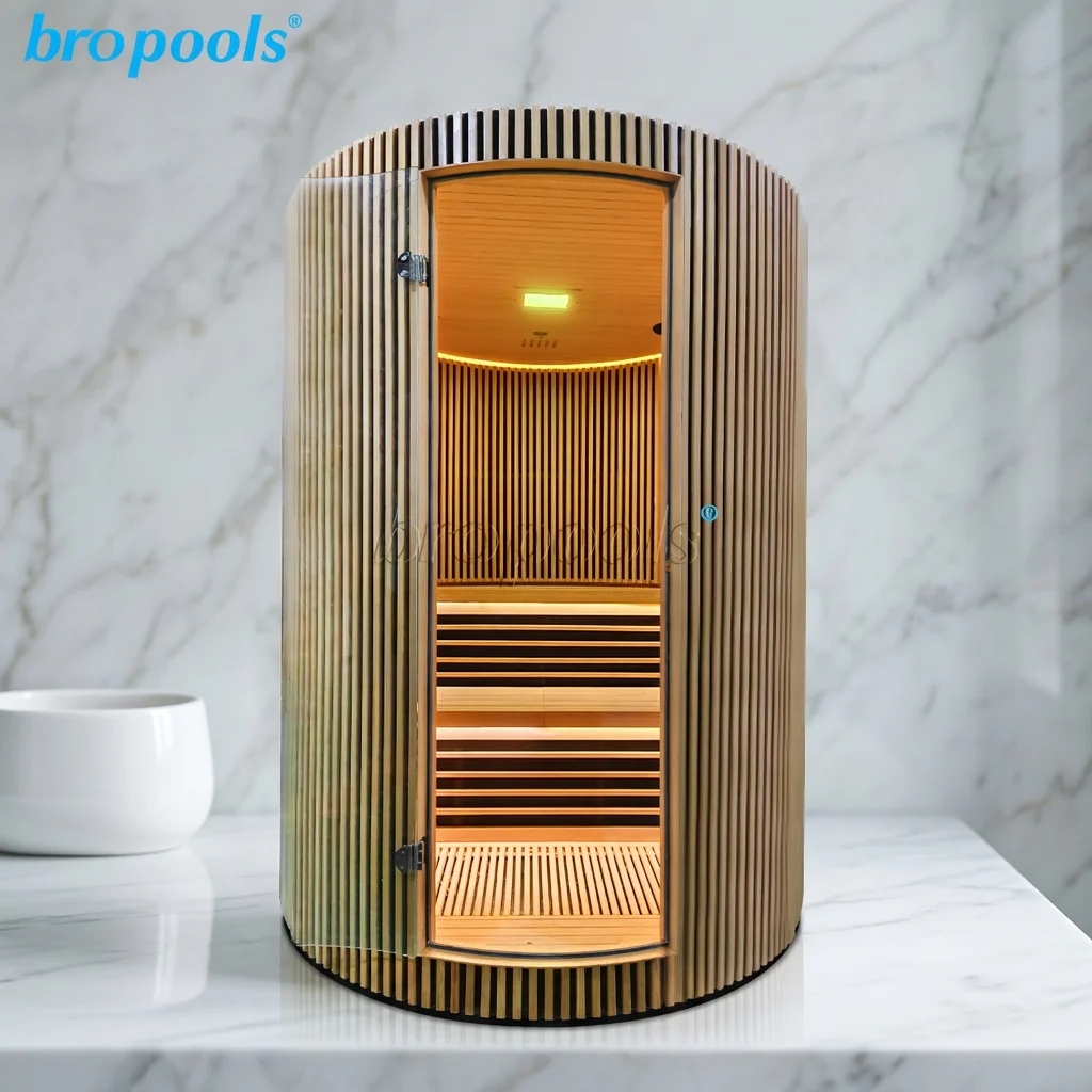 Luxury 4 Person Indoor Infrared Sauna Smart LED Control Panel Canadian Red Cedar & Hemlock Modern Home Wellness Sauna