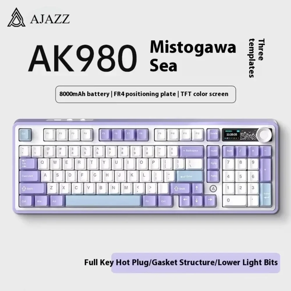 AJAZZ AK980 Wireless Mechanical Keyboards 96% Layout Gasket with Programmable Display RGB Gaming Keyboard for Boy/girl Gift