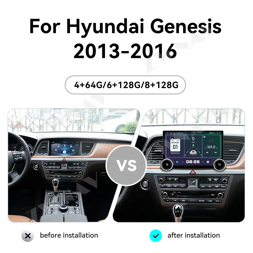 11.5 inch Touch HD Screen Android 15 For Hyundai Genesis 2013-2016 Multimedia Player Stereo GPS Navigation Auto Radio Heat Unit-