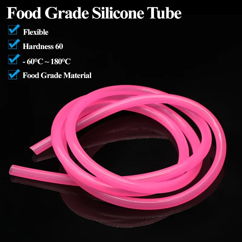 1/2/3/5/10M  Pink Food Grade Silicone Rubber Hose IDxOD 2x4mm 3x5mm 4x6mm 5x7mm 6x8mm Flexible Nontoxic Silicone Tube Water Pipe