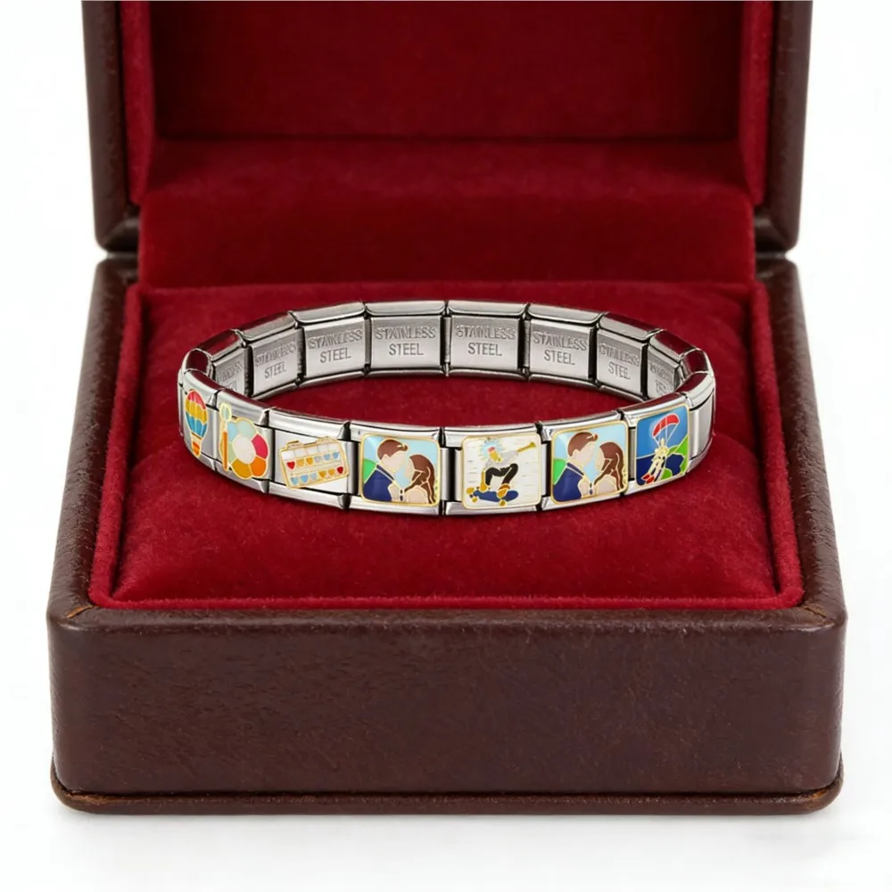 ​Trendy Stainless Steel Italian Charm Link Fit 9mm vibrant Jewelry Sports Skiing Balloon Graduation Making DIY Bracelets Gifts