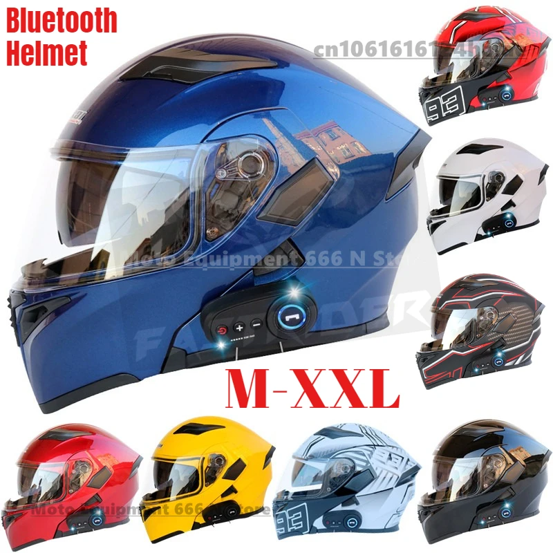 Bluetooth Helmet Flip Up Visor Dual Lens Casco Moto Cool Motorcycle Helmet Full Face Motorbike Helmets Modular DOT certification