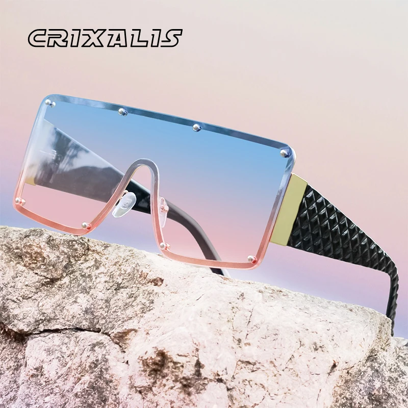 

CRIXALIS Luxury Brand Designer Sunglasses for Women Fashion Trend Rimless Sun Glasses Ladies Oversized Shades Female UV400