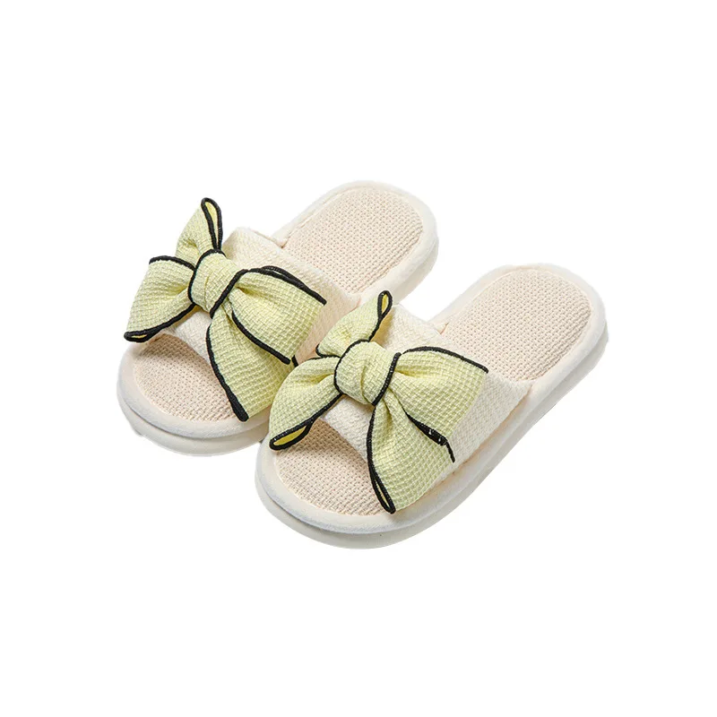 Wholesale European and American Thick Soled Home Cotton Linen Slippers for Women New Bow Linen Slippers Indoor Cool Slippers